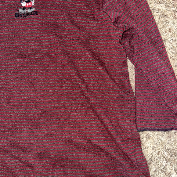 VINTAGE Disney Burgundy Long Sleeve Tee with Mickey Mouse “big cheese” - Picture 3 of 9